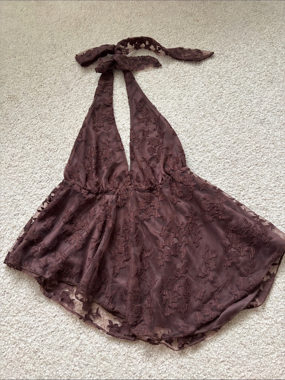 Women’s Lace Halter Top - Brown